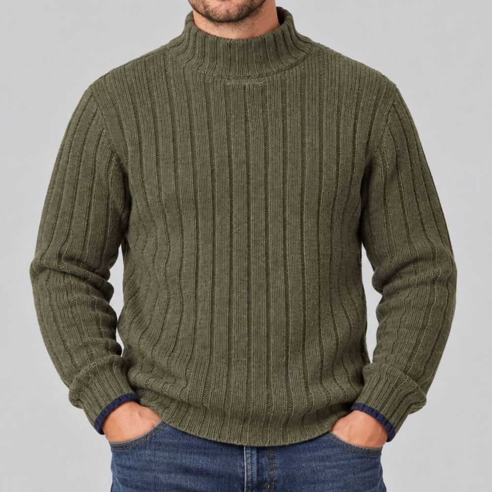 Vintage Britches Great Outdoor Men’s XL Olive Green Mock Neck Wool Blend Sweater